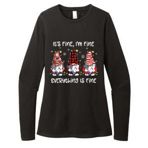 Its Fine Im Fine Everything Is Fine Gnome Christmas Lights Womens CVC Long Sleeve Shirt