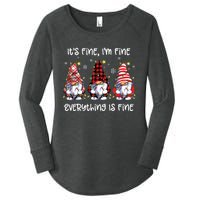 Its Fine Im Fine Everything Is Fine Gnome Christmas Lights Women's Perfect Tri Tunic Long Sleeve Shirt