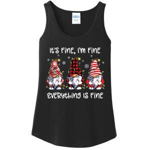 Its Fine Im Fine Everything Is Fine Gnome Christmas Lights Ladies Essential Tank