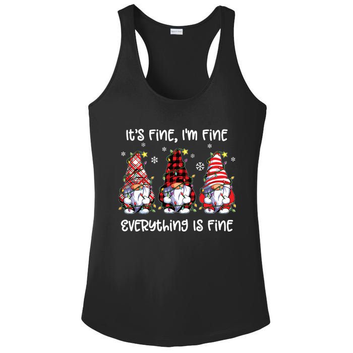 Its Fine Im Fine Everything Is Fine Gnome Christmas Lights Ladies PosiCharge Competitor Racerback Tank