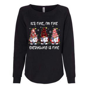 Its Fine Im Fine Everything Is Fine Gnome Christmas Lights Womens California Wash Sweatshirt