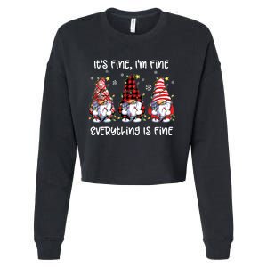 Its Fine Im Fine Everything Is Fine Gnome Christmas Lights Cropped Pullover Crew