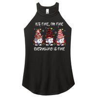 Its Fine Im Fine Everything Is Fine Gnome Christmas Lights Women's Perfect Tri Rocker Tank