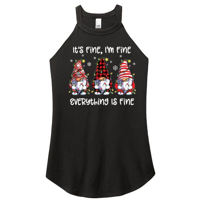 Its Fine Im Fine Everything Is Fine Gnome Christmas Lights Women's Perfect Tri Rocker Tank