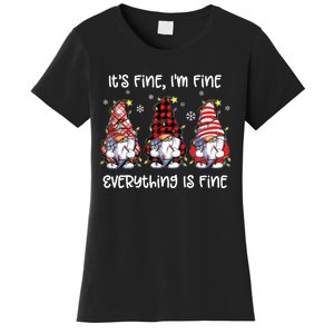 Its Fine Im Fine Everything Is Fine Gnome Christmas Lights Women's T-Shirt