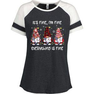 Its Fine Im Fine Everything Is Fine Gnome Christmas Lights Enza Ladies Jersey Colorblock Tee