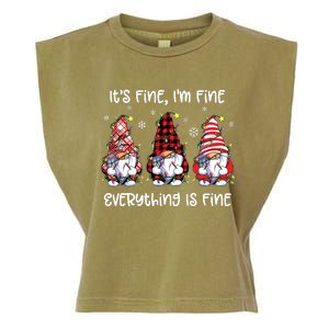 Its Fine Im Fine Everything Is Fine Gnome Christmas Lights Garment-Dyed Women's Muscle Tee