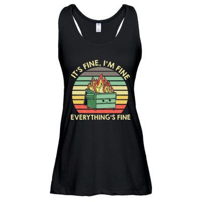 Its Fine Im Fine Everythings Fine Dumpster On Fire Ladies Essential Flowy Tank