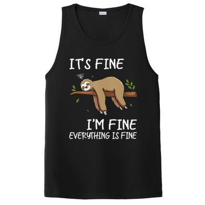 Its Fine Im Fine Everythings Fine Funny Lazy Sloth Women Men PosiCharge Competitor Tank