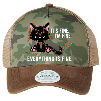 Its Fine Im Fine Everything Is Funny Cat Christmas Legacy Tie Dye Trucker Hat