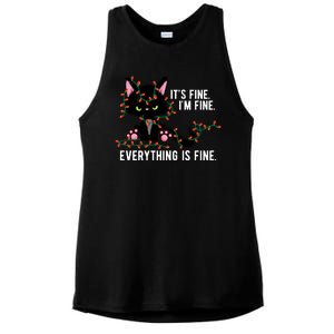 Its Fine Im Fine Everything Is Funny Cat Christmas Ladies PosiCharge Tri-Blend Wicking Tank