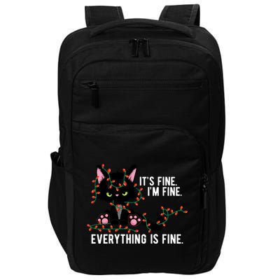 Its Fine Im Fine Everything Is Funny Cat Christmas Impact Tech Backpack