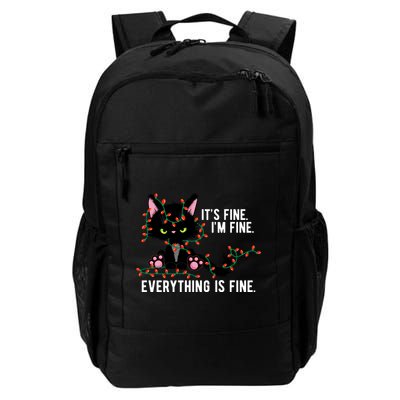 Its Fine Im Fine Everything Is Funny Cat Christmas Backpack