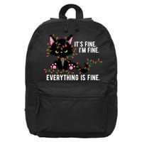 Its Fine Im Fine Everything Is Funny Cat Christmas 16 in Basic Backpack