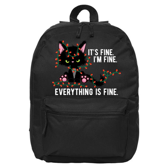 Its Fine Im Fine Everything Is Funny Cat Christmas 16 in Basic Backpack