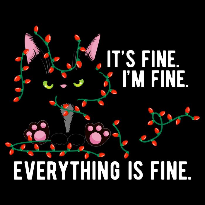 Its Fine Im Fine Everything Is Funny Cat Christmas 16 in Basic Backpack