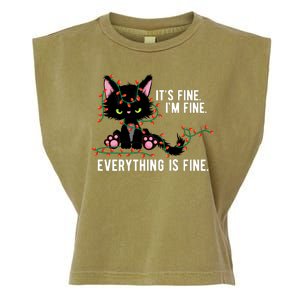 Its Fine Im Fine Everything Is Funny Cat Christmas Garment-Dyed Women's Muscle Tee