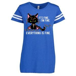 Its Fine Im Fine Everything Is Funny Cat Christmas Enza Ladies Jersey Football T-Shirt