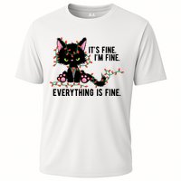 Its Fine Im Fine Everything Is Funny Cat Christmas Cooling Performance Crew T-Shirt