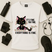 Its Fine Im Fine Everything Is Funny Cat Christmas Cooling Performance Crew T-Shirt