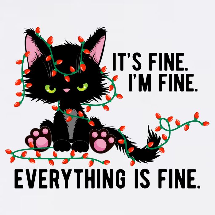Its Fine Im Fine Everything Is Funny Cat Christmas Cooling Performance Crew T-Shirt