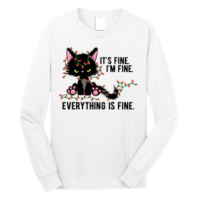 Its Fine Im Fine Everything Is Funny Cat Christmas Long Sleeve Shirt