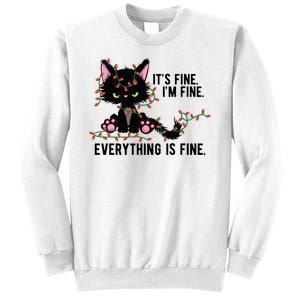 Its Fine Im Fine Everything Is Funny Cat Christmas Sweatshirt