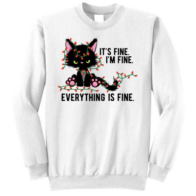 Its Fine Im Fine Everything Is Funny Cat Christmas Sweatshirt