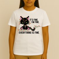 Its Fine Im Fine Everything Is Funny Cat Christmas T-Shirt