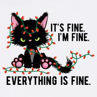 Its Fine Im Fine Everything Is Funny Cat Christmas T-Shirt