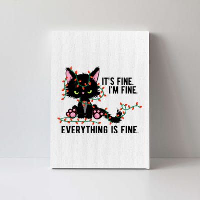 Its Fine Im Fine Everything Is Funny Cat Christmas Canvas