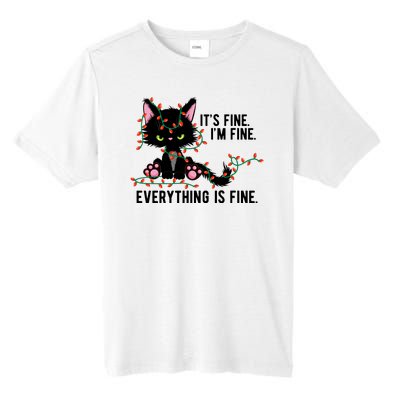 Its Fine Im Fine Everything Is Funny Cat Christmas Tall Fusion ChromaSoft Performance T-Shirt