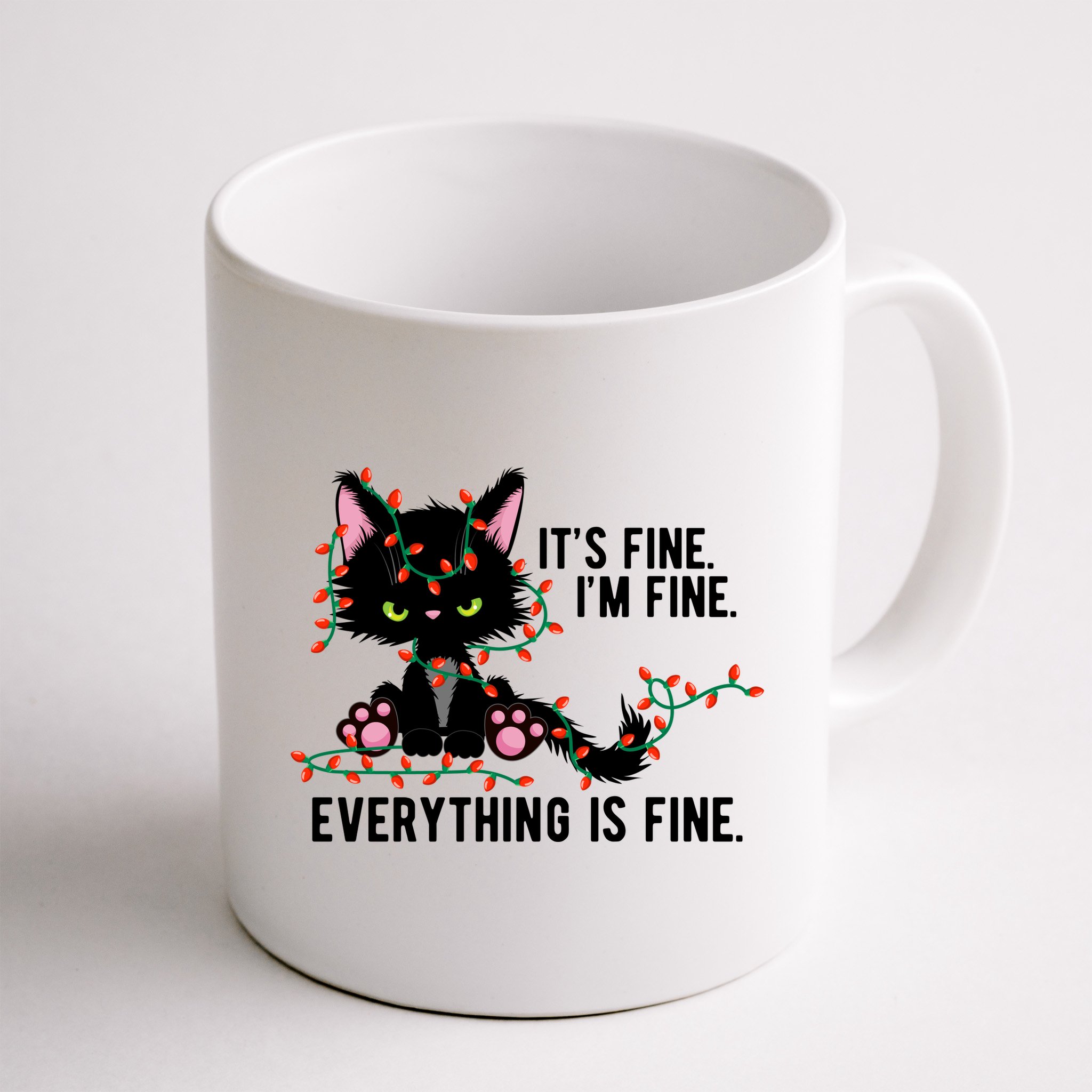 Its Fine Im Fine Everything Is Funny Cat Christmas Mug
