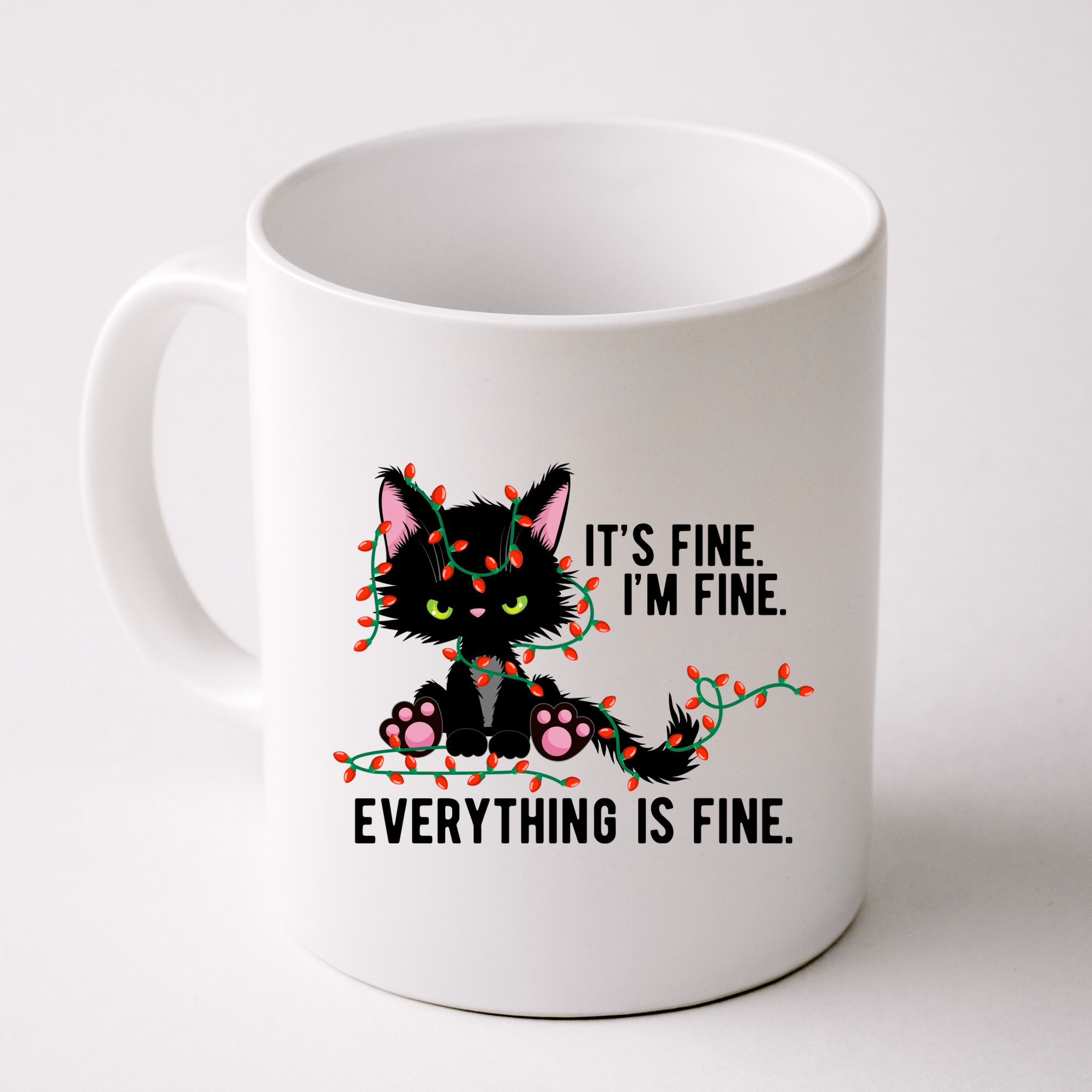 Its Fine Im Fine Everything Is Funny Cat Christmas Mug