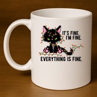 Its Fine Im Fine Everything Is Funny Cat Christmas 11oz C Handle Ceramic Mug