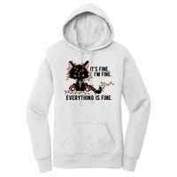 Its Fine Im Fine Everything Is Funny Cat Christmas Women's Pullover Hoodie