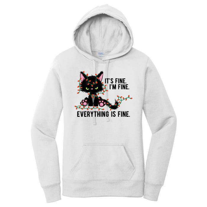 Its Fine Im Fine Everything Is Funny Cat Christmas Women's Pullover Hoodie