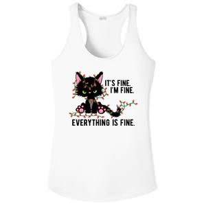 Its Fine Im Fine Everything Is Funny Cat Christmas Ladies PosiCharge Competitor Racerback Tank