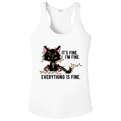 Its Fine Im Fine Everything Is Funny Cat Christmas Ladies PosiCharge Competitor Racerback Tank