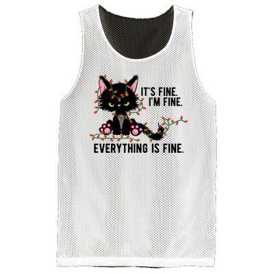 Its Fine Im Fine Everything Is Funny Cat Christmas Mesh Reversible Basketball Jersey Tank