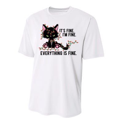 Its Fine Im Fine Everything Is Funny Cat Christmas Performance Sprint T-Shirt