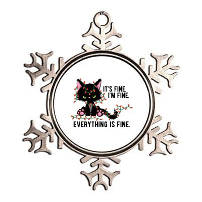 Its Fine Im Fine Everything Is Funny Cat Christmas Metallic Star Ornament