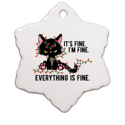 Its Fine Im Fine Everything Is Funny Cat Christmas Ceramic Star Ornament