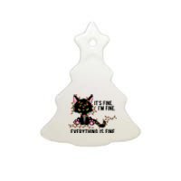 Its Fine Im Fine Everything Is Funny Cat Christmas Ceramic Tree Ornament