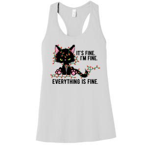 Its Fine Im Fine Everything Is Funny Cat Christmas Women's Racerback Tank