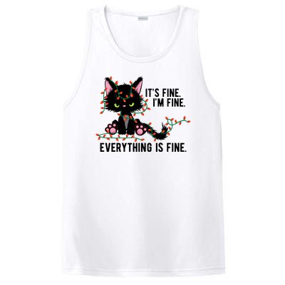 Its Fine Im Fine Everything Is Funny Cat Christmas PosiCharge Competitor Tank