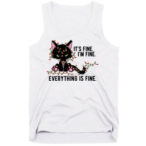 Its Fine Im Fine Everything Is Funny Cat Christmas Tank Top