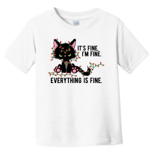 Its Fine Im Fine Everything Is Funny Cat Christmas Toddler T-Shirt