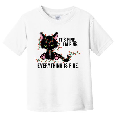 Its Fine Im Fine Everything Is Funny Cat Christmas Toddler T-Shirt