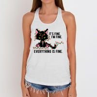 Its Fine Im Fine Everything Is Funny Cat Christmas Women's Knotted Racerback Tank